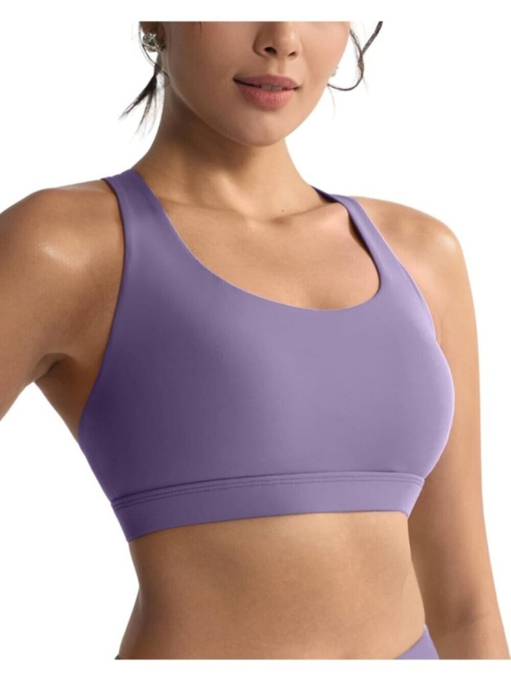 〽️Women's Misty Purple Sports Bras High Impact Cross Back Molded Cup Running Bra